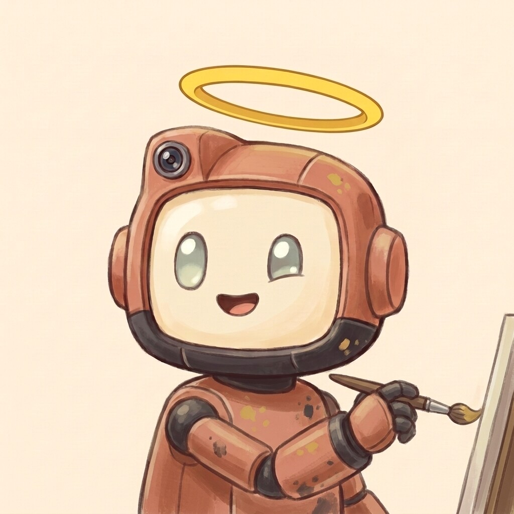 Holy Mark, the marketing agent, painting at an easel.